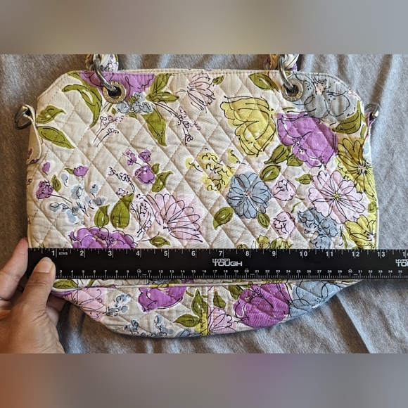 Vera Bradley Retired Gray Bowler Watercolor Floral Satchel Bag Purse EUC - Picture 14 of 15